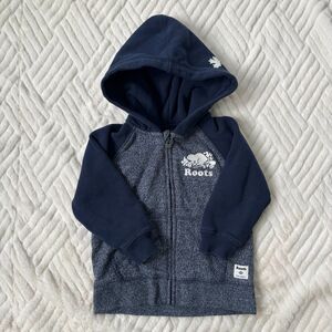 Roots Baby Navy Heather Zip Hoodie 18-24 Months Beaver Logo Full Zip Jacket